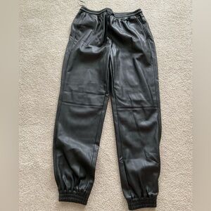 Black Leather Jogger Pants